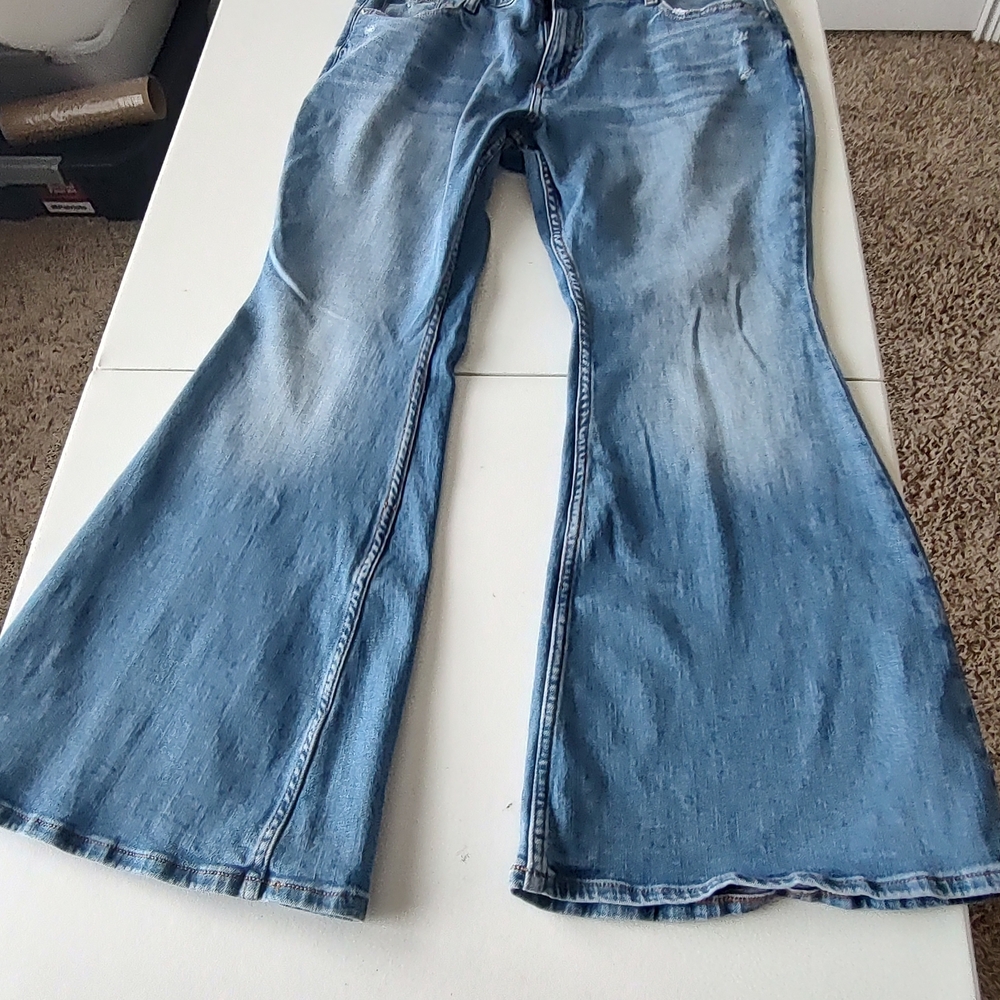 Arizona Jean Company Sky Blue Wide Leg Jeans Women's Size 14 Petite Short